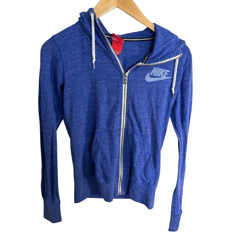 Nike Full Zip Hoodie Womens Small Blue Excellent Gym Vintage Heathered‎ Jacket